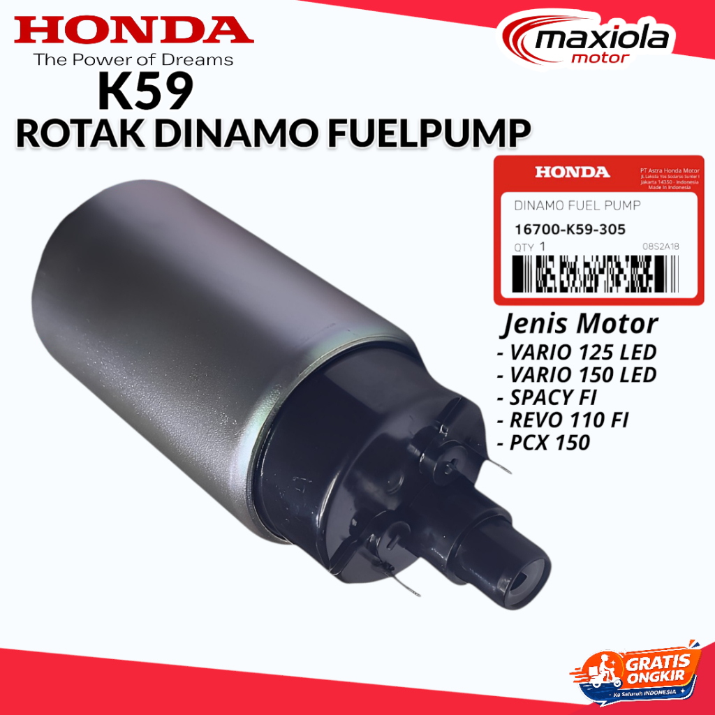 Rotak Vario 125 Led / Vario 150 Led / Spacy Fi / Revo 110 Fi / Pcx 150 / Rotak Dinamo Fuel Pump K59