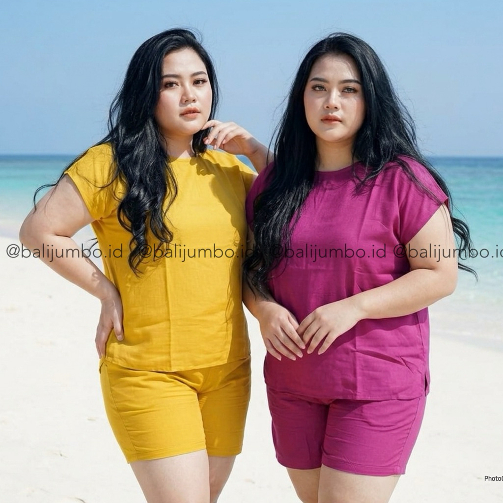 SETELAN BIG SIZE LD 140CM MUAT BB 90KG POLOS  BASIC BAJU TIDUR BIG SIZE CELANA PENDEK BABY DOLL JUMB