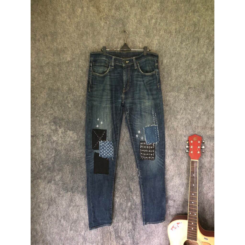 Celana Jeans Levi’s Rework 512 custom hand made sashiko Original High Waist Vintage Fit Premium seco