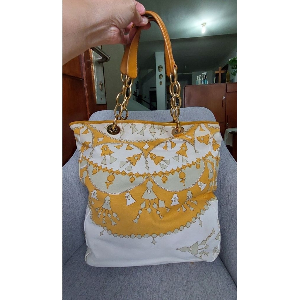 Tas tote Christian Dior Orange Cotton Authentic