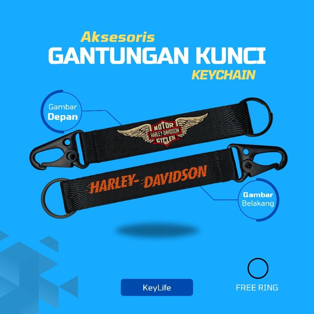 "HarleyDavidson" GANTUNGAN KUNCI HARLEY DAVIDSON | KEYCHAIN WEBBING HARLEY DAVIDSON