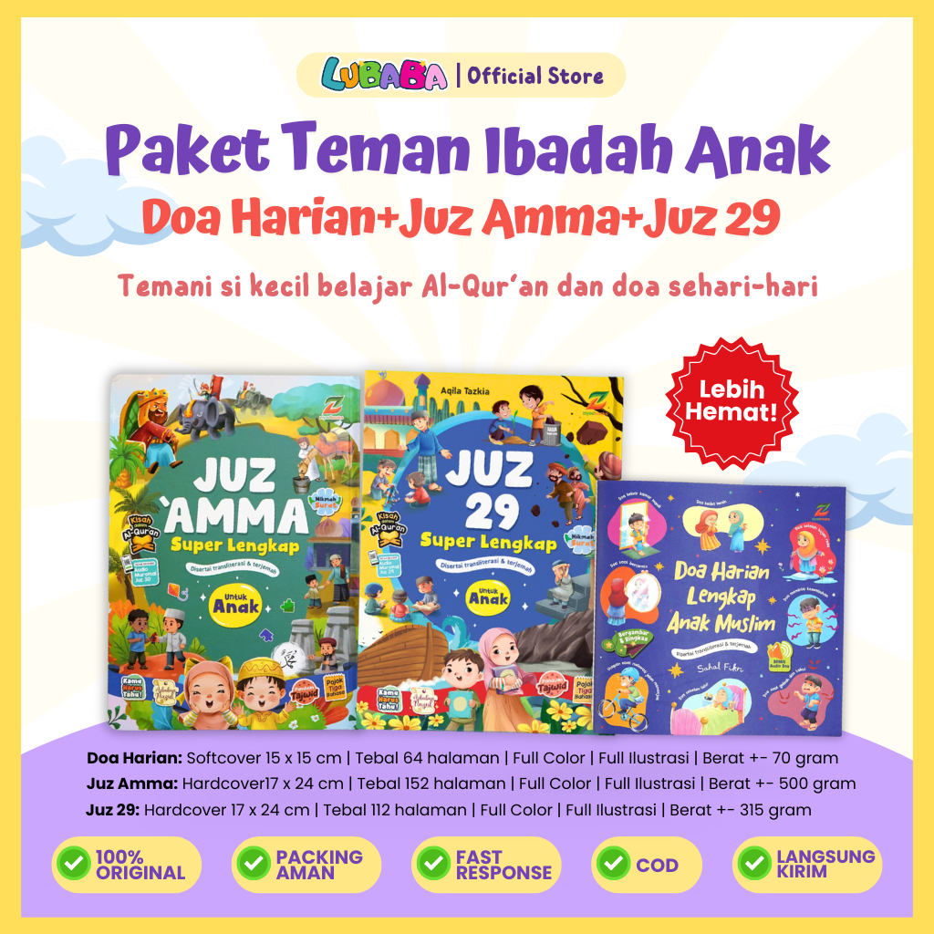 Paket Hemat Buku Doa harian + Juz Amma + Juz 29 - Lengkap Arab Latin Terjemah - Ziyadbooks