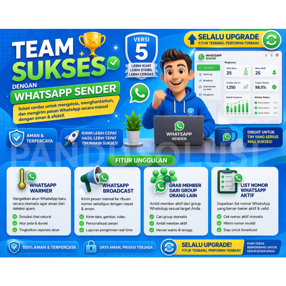 WaSender Bulk WA Sender Terbaru - Broadcast WA 2026 BOTMASTER