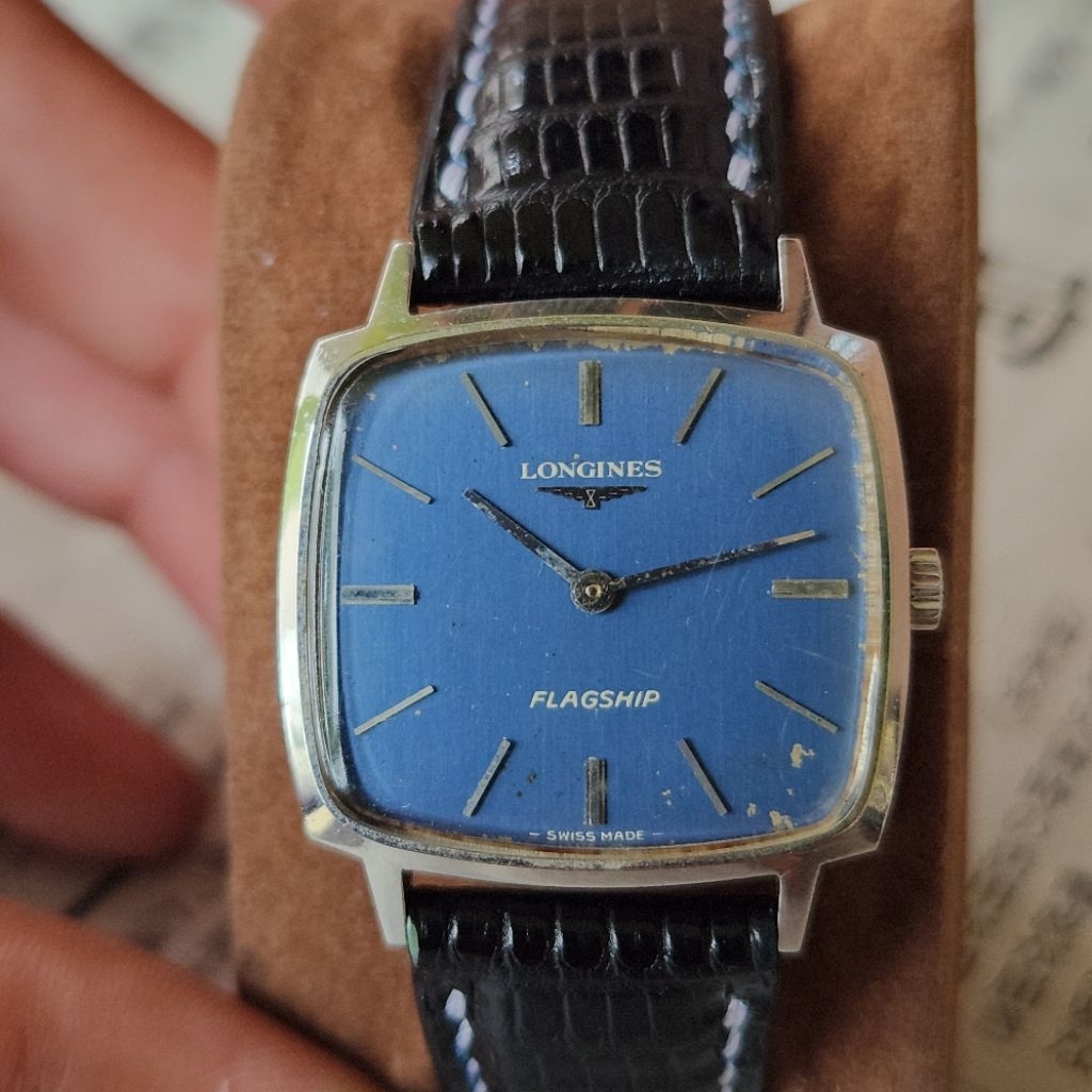 Jam tangan vintage Longines flagship square  blue dial