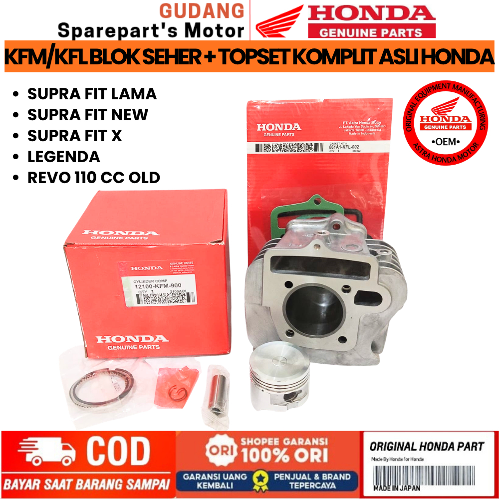BLOK SEHER TOPSET KOMPLIT KFM/KFL ASLI HONDA SUPRA FIT LAMA SUPRA FIT NEW REVO LAMA,FIT X