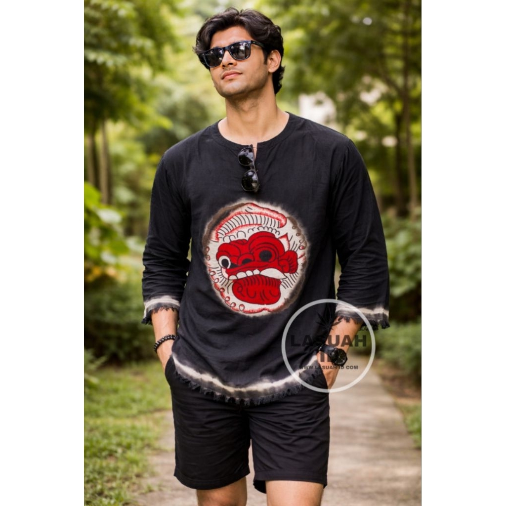 Lasuah_Id Cod Baju Barong Bali Panjang Kaos Bali Baju Pantai Untuk Pria Dan wanita Unisex