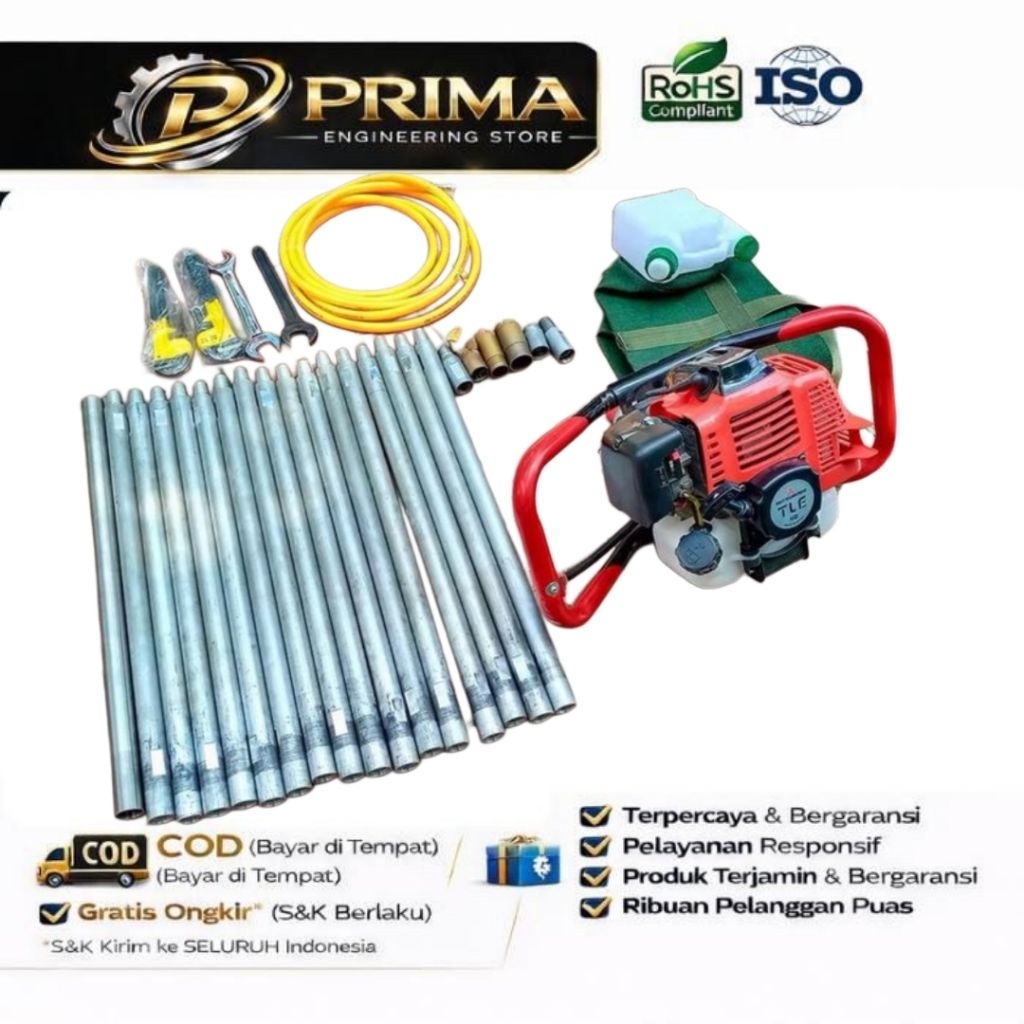 Mesin Bor Tanah Portable Gasoline | Hand Held Rock Drill Eksplorasi Mineral & Air | Mesin Bor Batu M