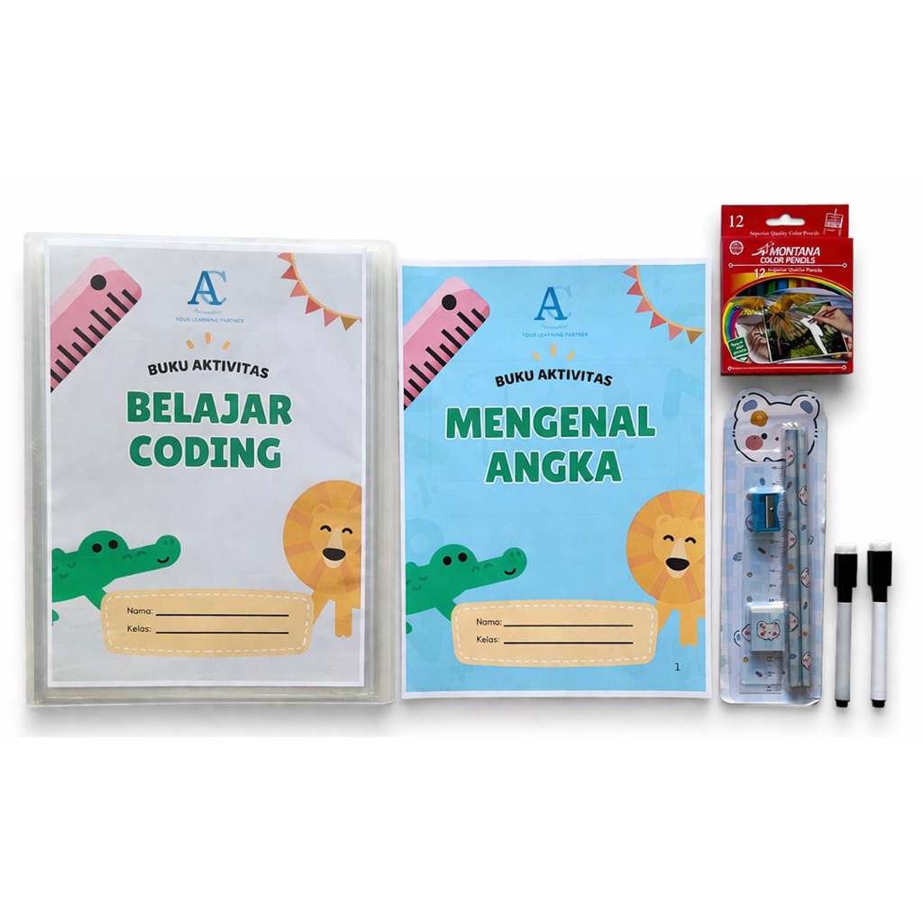 (Buku Aktivitas Anak) Worksheet Anak PAUD TK Pra Sekolah – Aktivitas Tracing, Huruf, Angka, Motorik 
