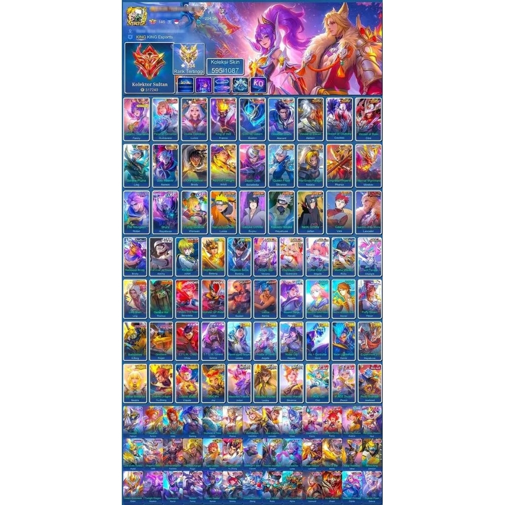 Cod akun mobile legends sultan skin lengkap terbaru