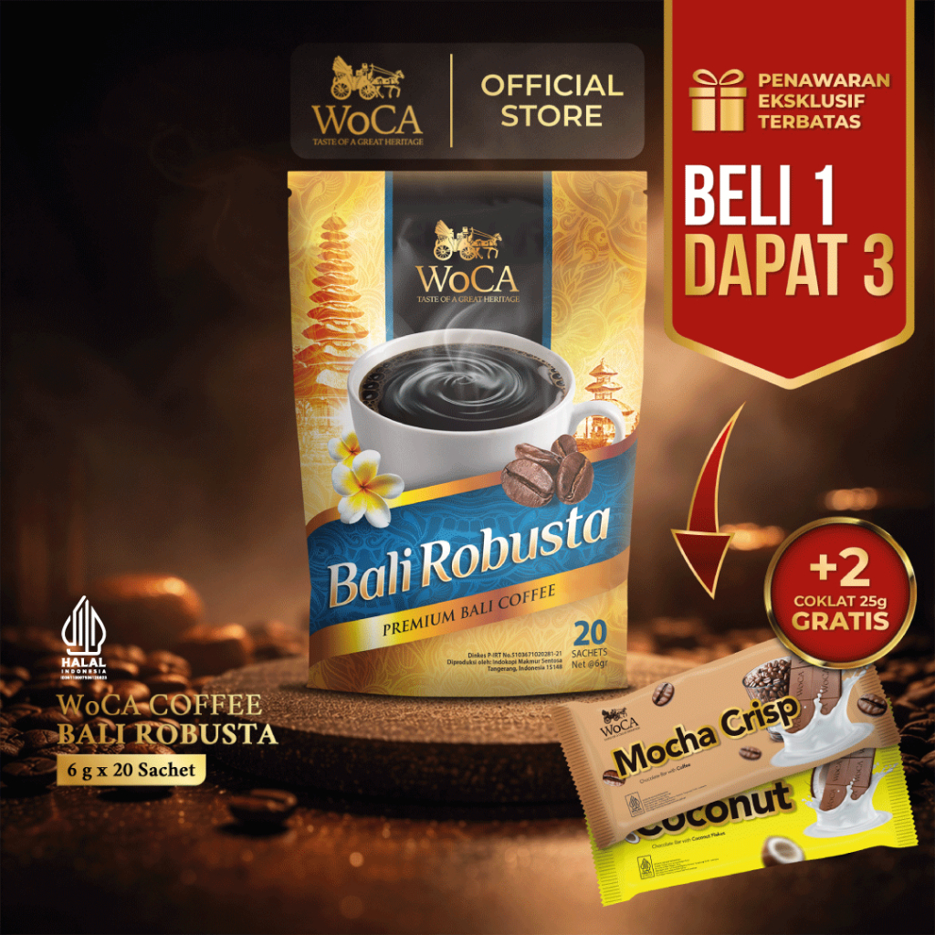 WoCA Kopi Bubuk Bali Robusta 20 Sachets