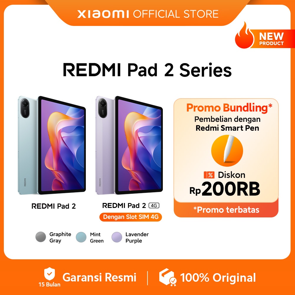 Xiaomi Redmi Pad 2 Series | Redmi Pad 2 4G (6/128G) SIM Card | Redmi Pad 2 (4/128G) Wi-Fi Only | 11"