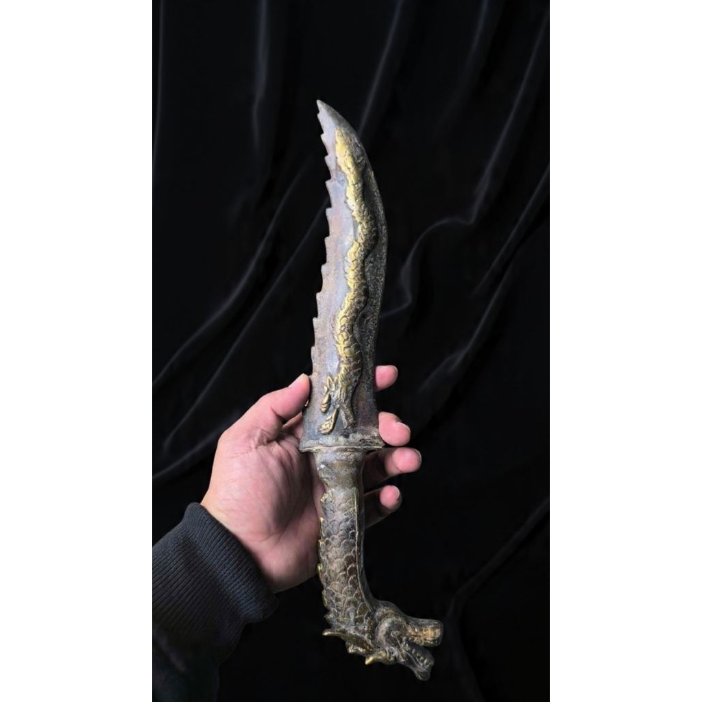 KERIS NAGA ANTIK Kuningan Pajangan Meja Ruang Tamu Dekorasi Unik Koleksi Vintage Estetik