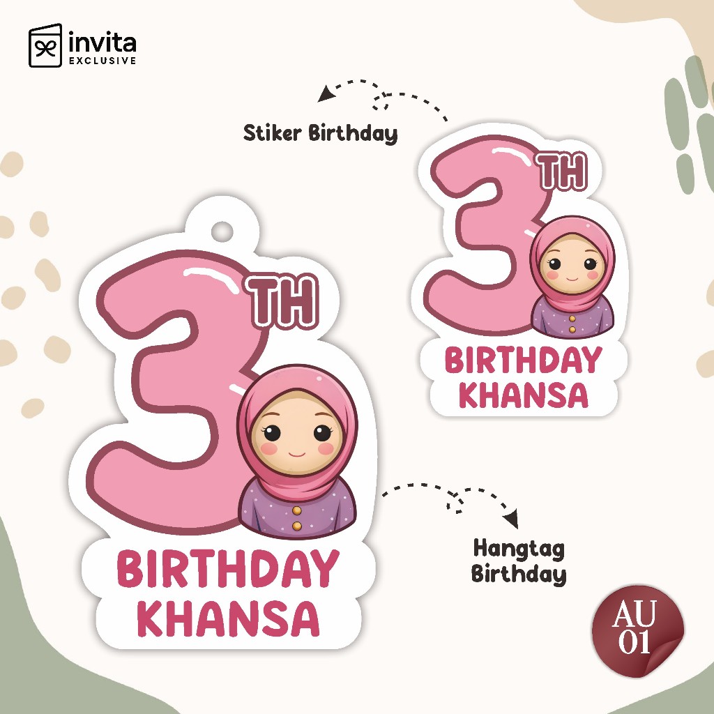 ( 1 set ) Stiker Ulang Tahun Anak Custom - Souvenir Ultah  - Setiker Karakter Ultah  Murah