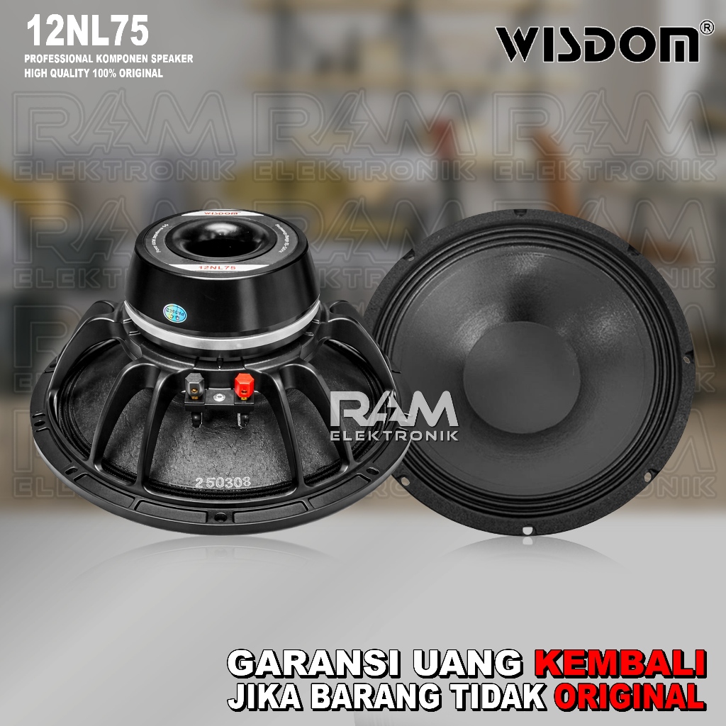 Komponen Speaker 12 Inch WISDOM 12NL75 | 12 NL 75 Neodymium Original