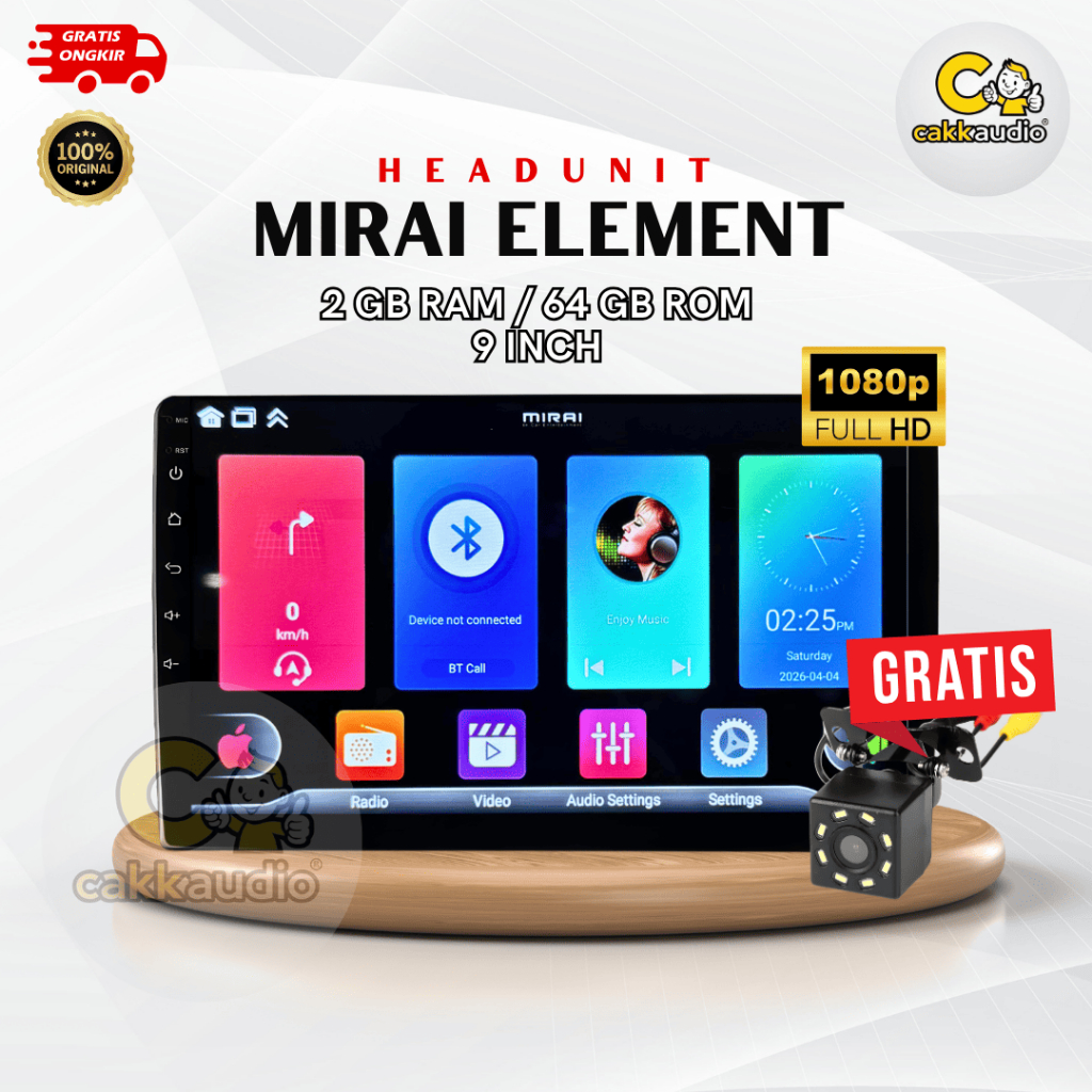 Head Unit Android Mobil MIRAI ELEMENT | 9 Inch | 2GB RAM + 64GB ROM