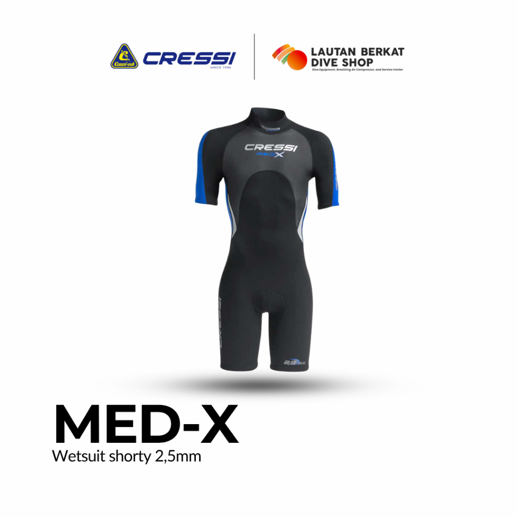 Wetsuit Shorty Cressi Med X 2.5mm Baju Selam Diving Snorkeling Pria
