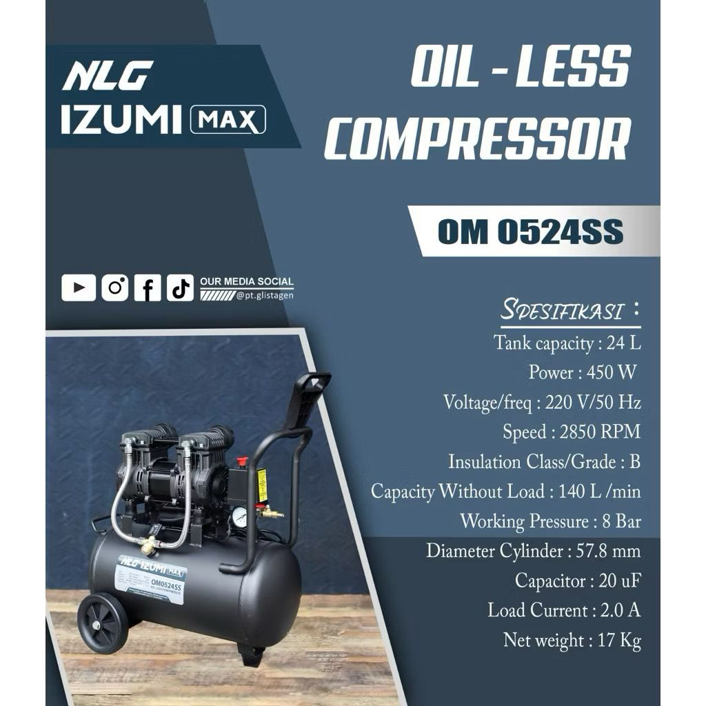 KOMPRESOR IZUMI 1 HP 24 LITER SILENT  OM0524SS