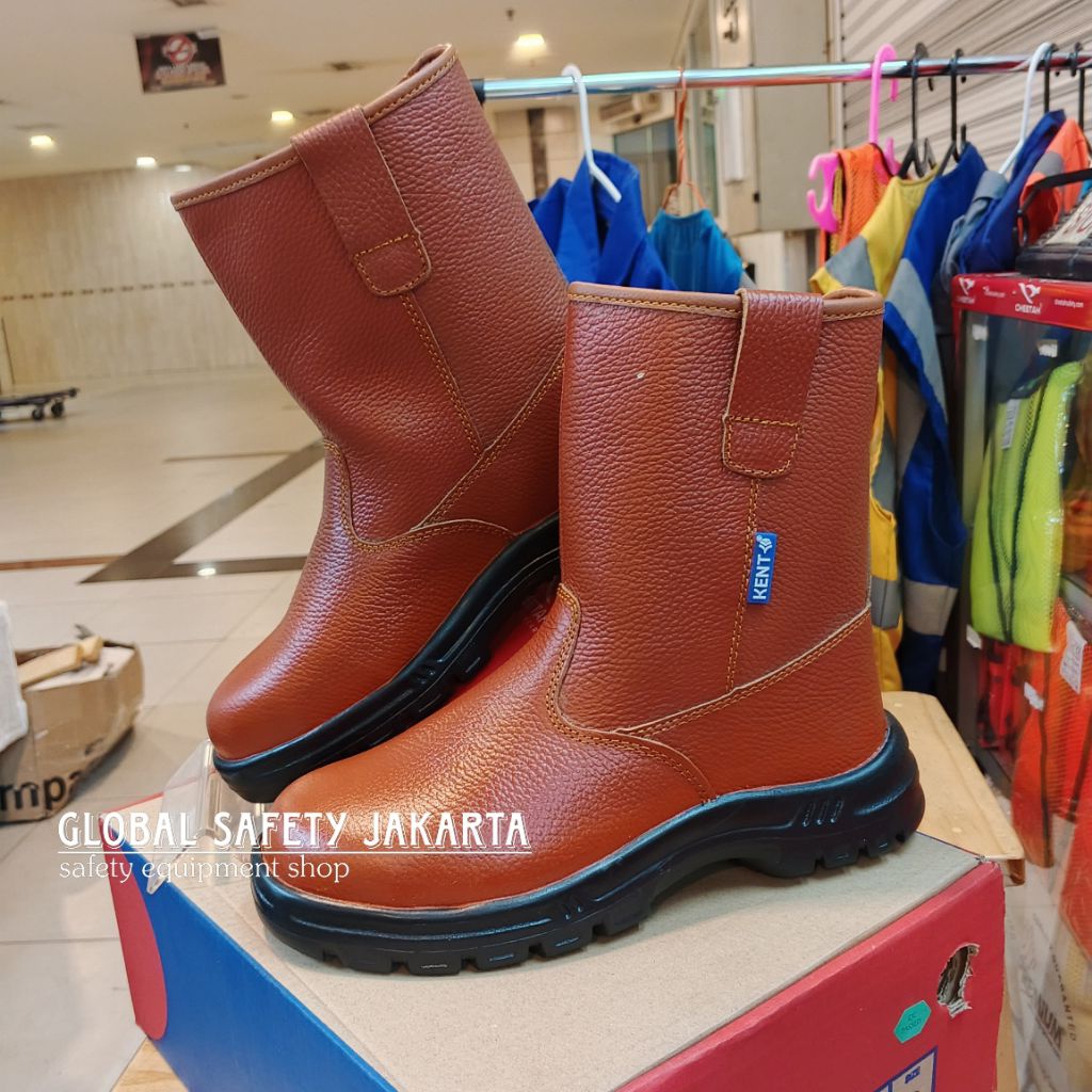 Sepatu Safety Kent Borneo 78460 - Sepatu Safety Kent Borneo Coklat Kulit Asli