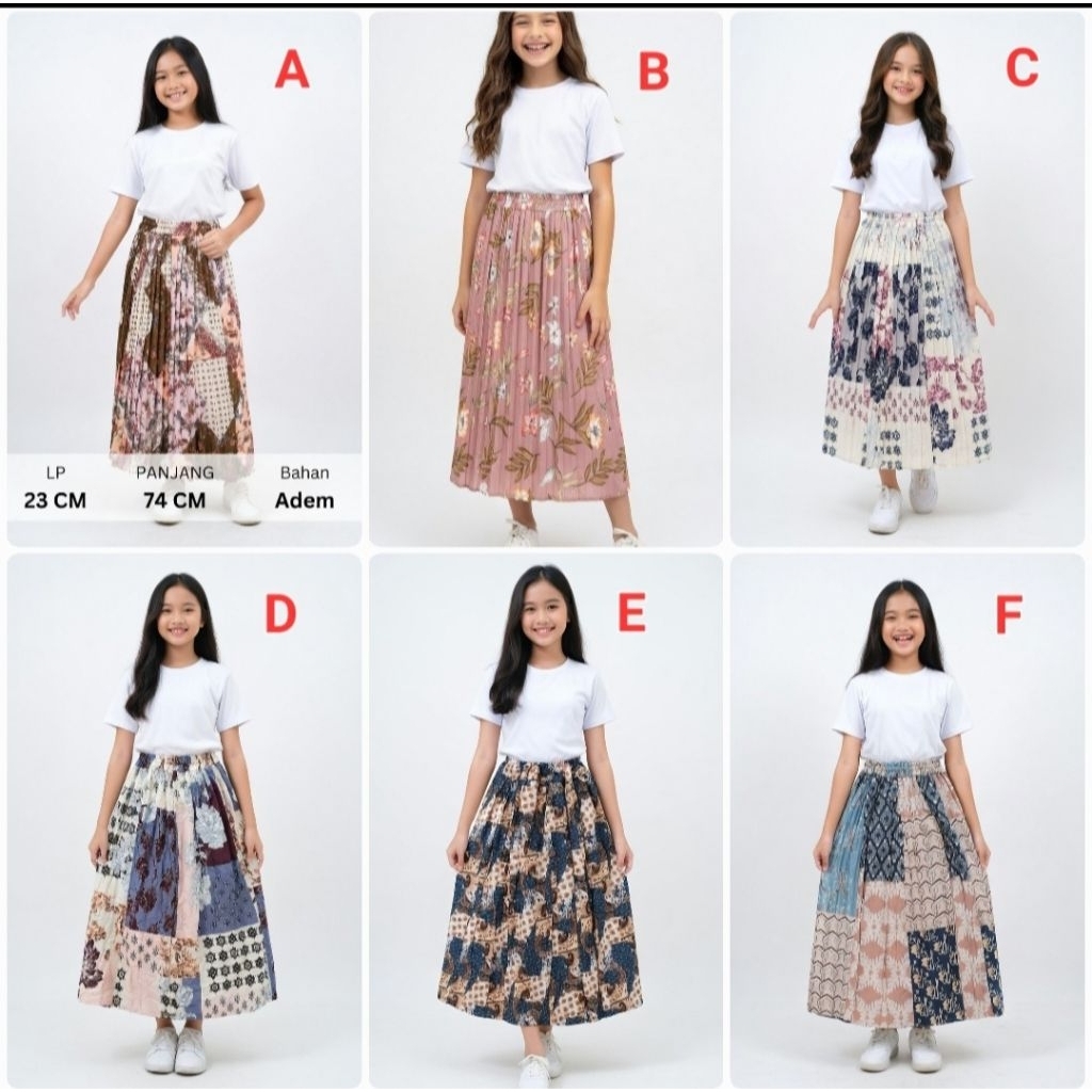 Rok anak perempuan remaja motif bunga korea