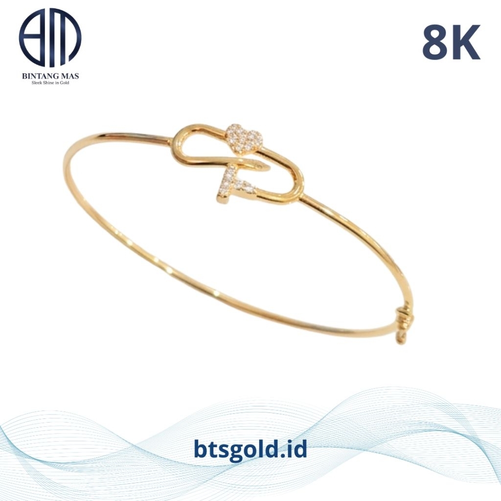 Gelang Emas Bangle Paku Permata Putih | 8K