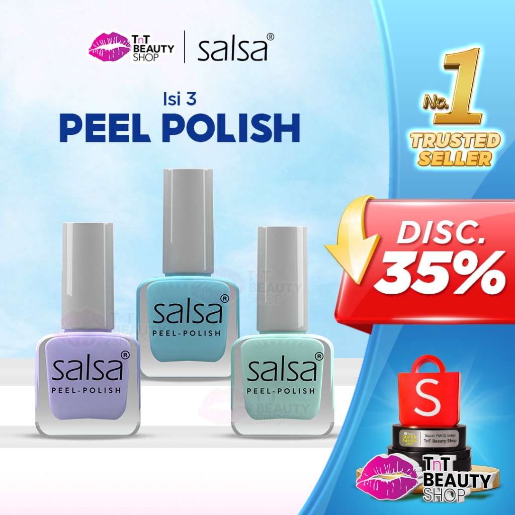 SALSA Peel Polish - Kutek HALAL Peel Off Lupas Breathable Hijab Friendly isi 3 | TnT Beauty Shop