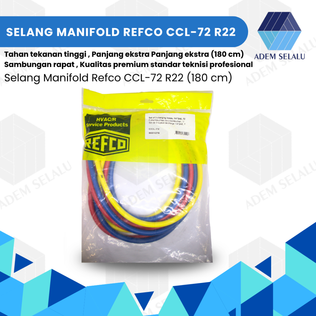 Selang Manifold Refco R22 R134a R404a R407c CCL-72 | Charging Hose Analyzer R22 R134a R404a R407c Me