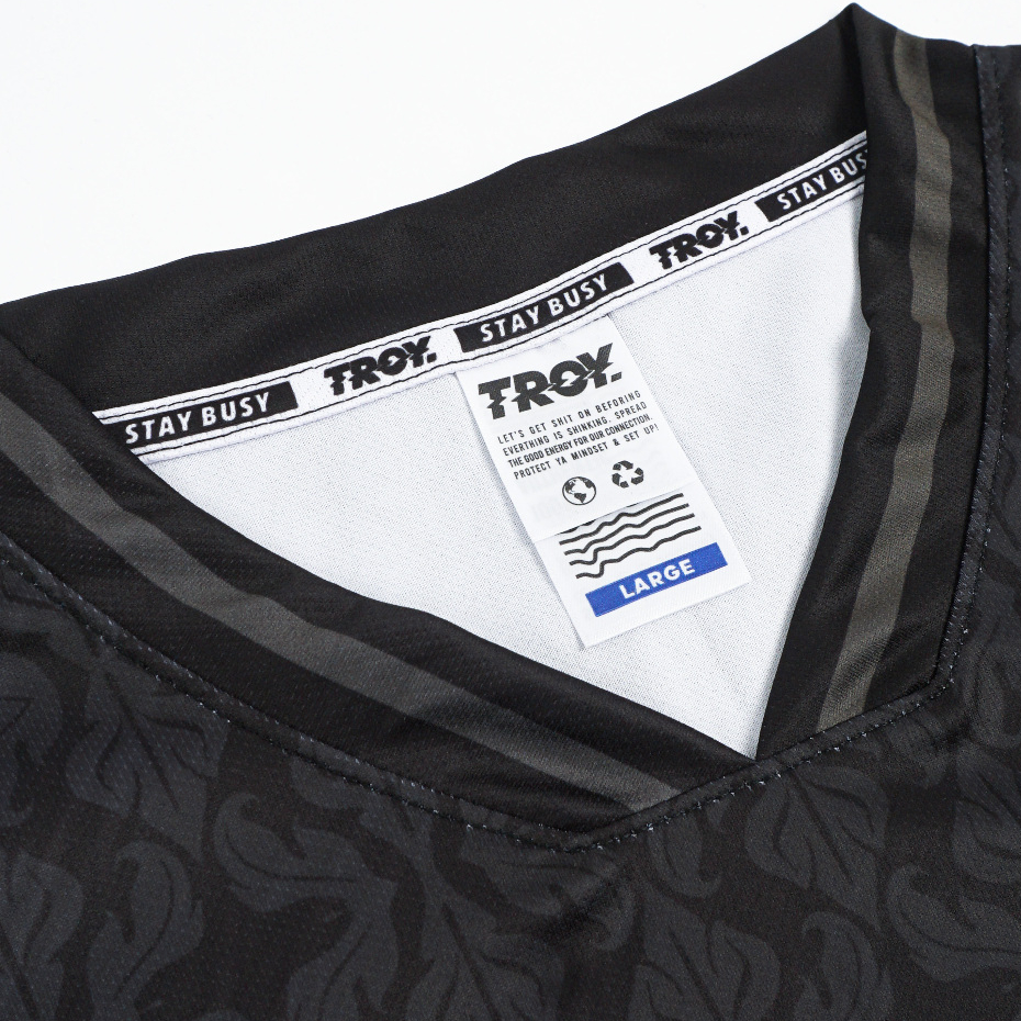 Troy Company Jersey Black Grey Flora Chaos Inside - Jersey Hitam Abu Klasik V-Neck JSM 3583