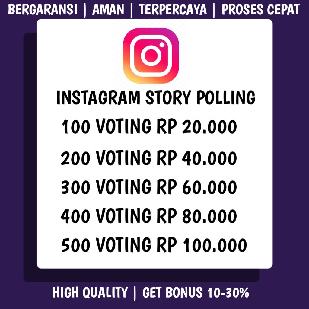 Instagram Story Vote Polling Termurah Real Aktif Permanen No Drop Bonus++