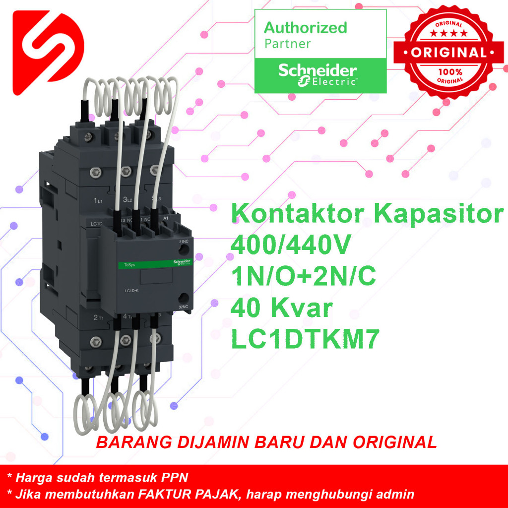 Kontaktor Kapasitor LC1DTKM7 400/440V 40Kvar Original Schneider