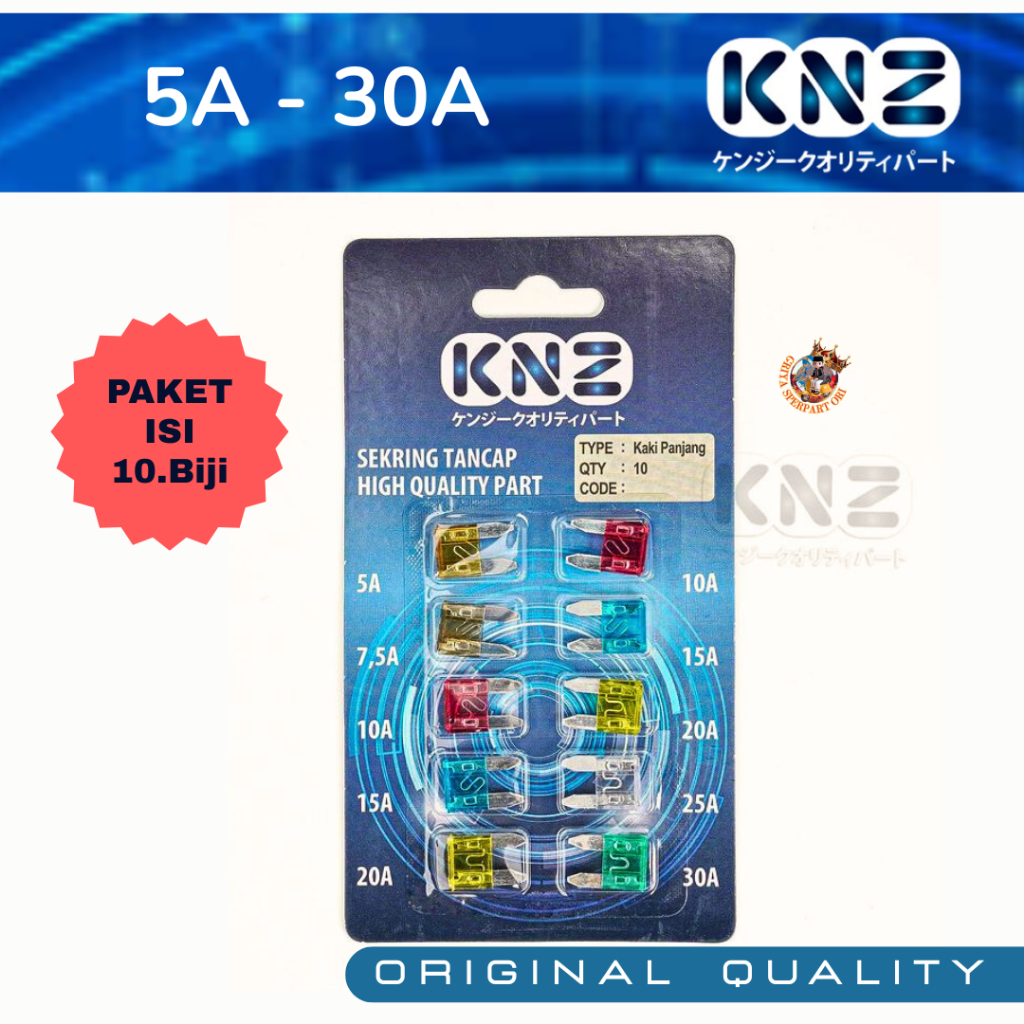 Sekring Tancap Kaki Panjang KNZ original Sekring tancap Pius tancap 5 7.5 10 15 20 25 30 Ampere
