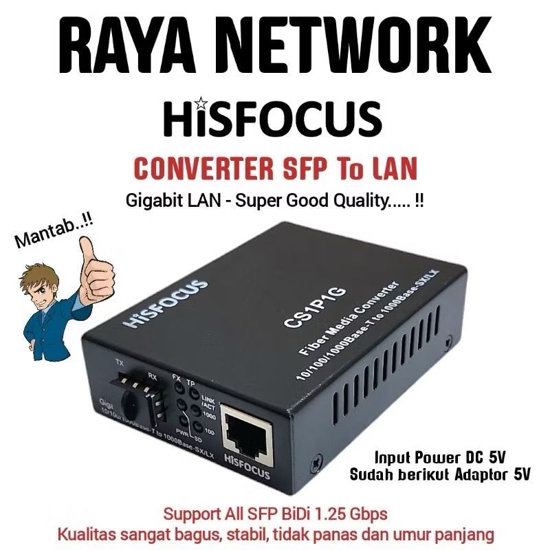 HISFOCUS Converter SFP To LAN