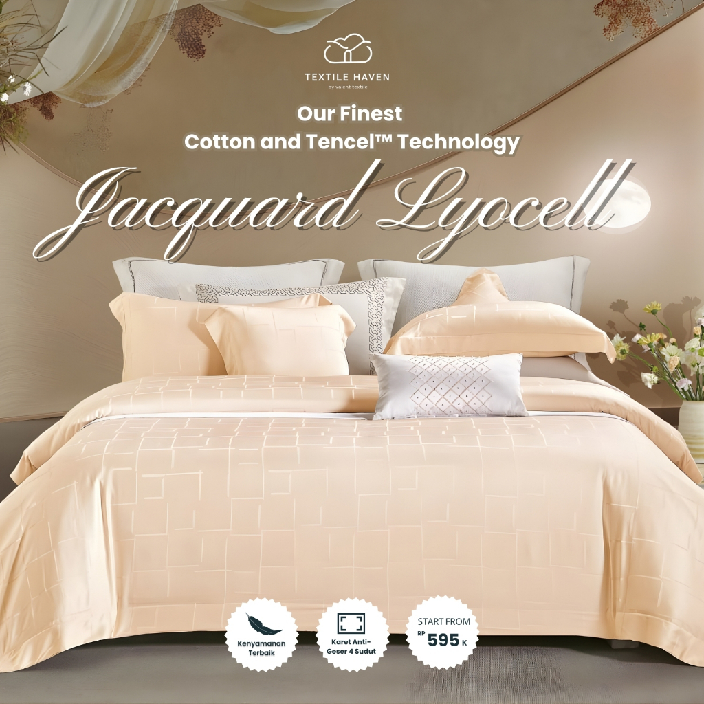 TextileHaven Sprei Set Jacquard Sutra Serat Bamboo Original 80s | Sprei KingKoil Sutra Emboss tinggi