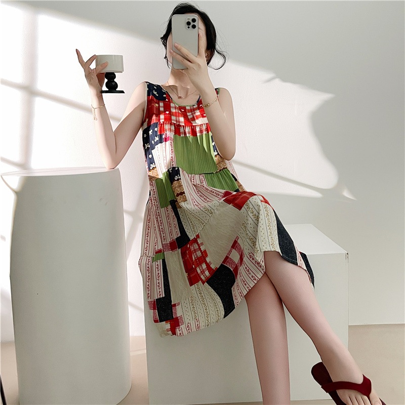 Daster Korea Style Premium Import Wanita All Size Piyama Baju Tidur Motif Cantik Lucu Tanpa Lengan