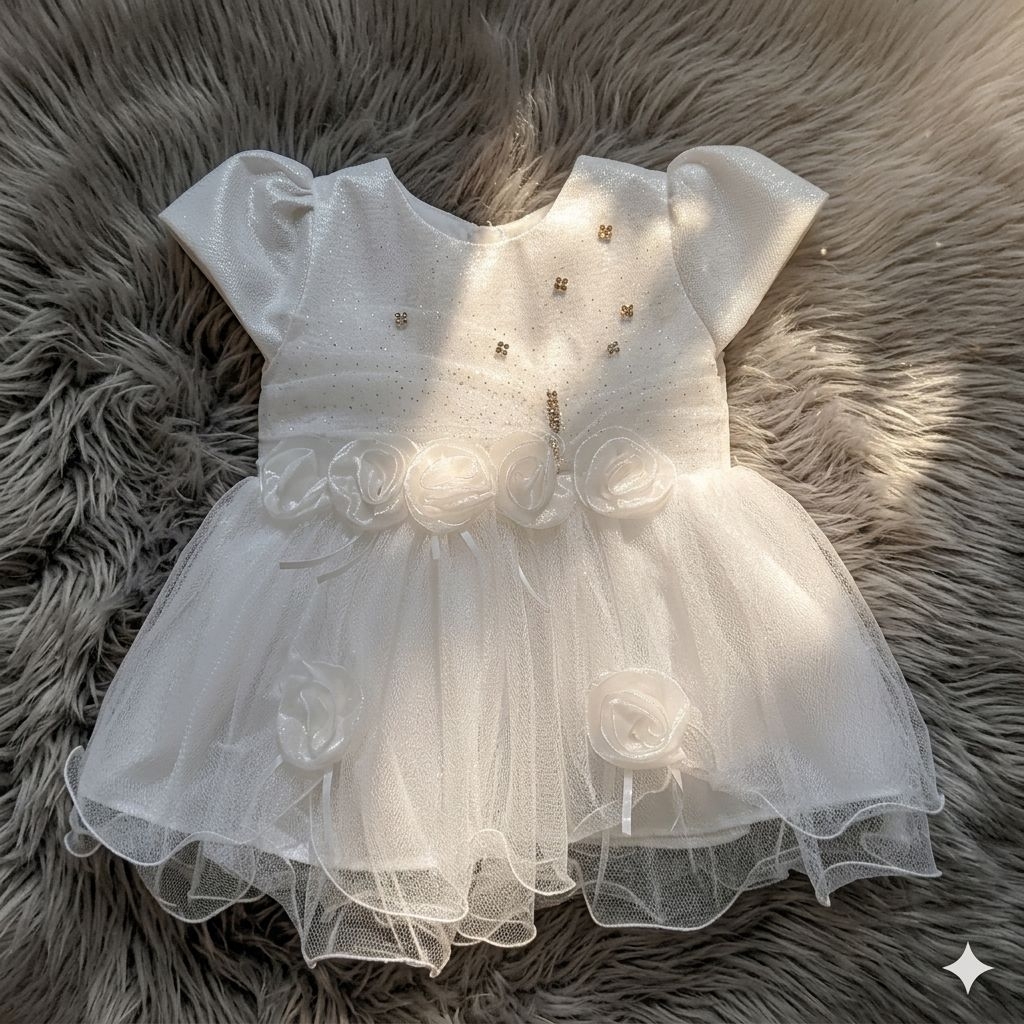 Gaun bayi perempuan putih set,dress bayi 0-3 bulan putih,gaun aqiqah newborn,baju bayi perempuan dre