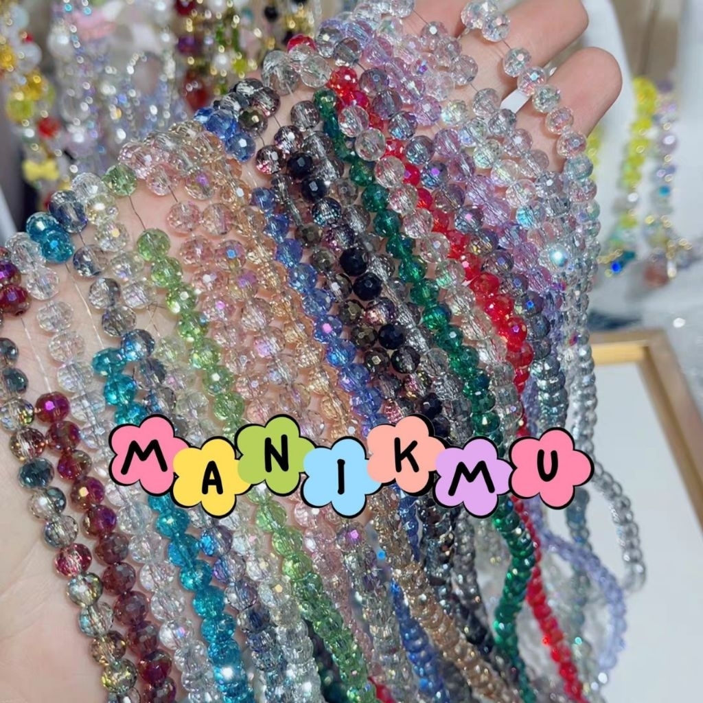 Grosir 100pcs Ceko bola dunia 6mm kristal crystal beads diy ronce monte mote manik kaca swarovski 3A