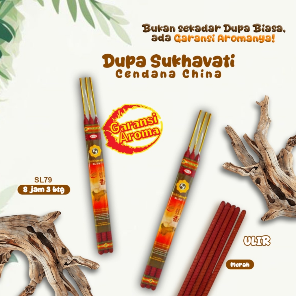 Dupa Hio Wangi Harum Alami Sukhavati Cendana China Merah 8 Jam 3 Batang