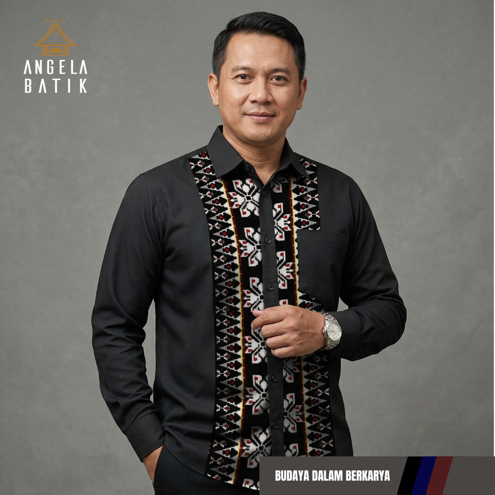 Angela Batik | Kemeja Pria NT31 Batik Lengan Panjang Motif NTT | Batik Pria Motif NTT SE33