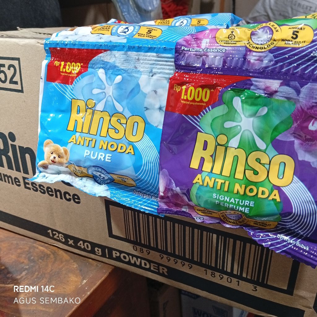 1 dus rinso bubuk sachet 40g x 126 pcs