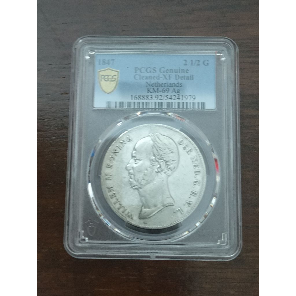 PCGS KOIN WILLEM II 2,5 GULDEN 1847 PCGS XF DETAIL 54241979