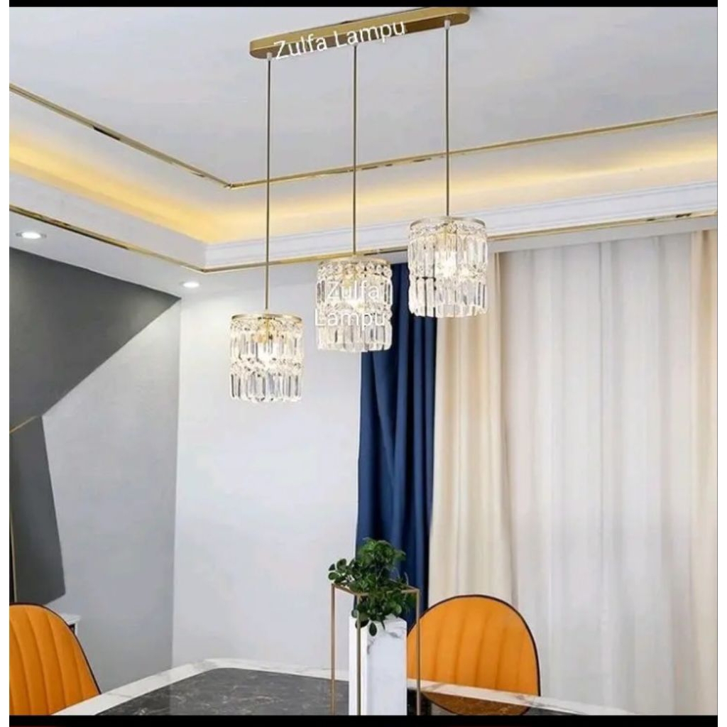 LAMPU HIAS GANTUNG 3 KRISTAL AKRILIK