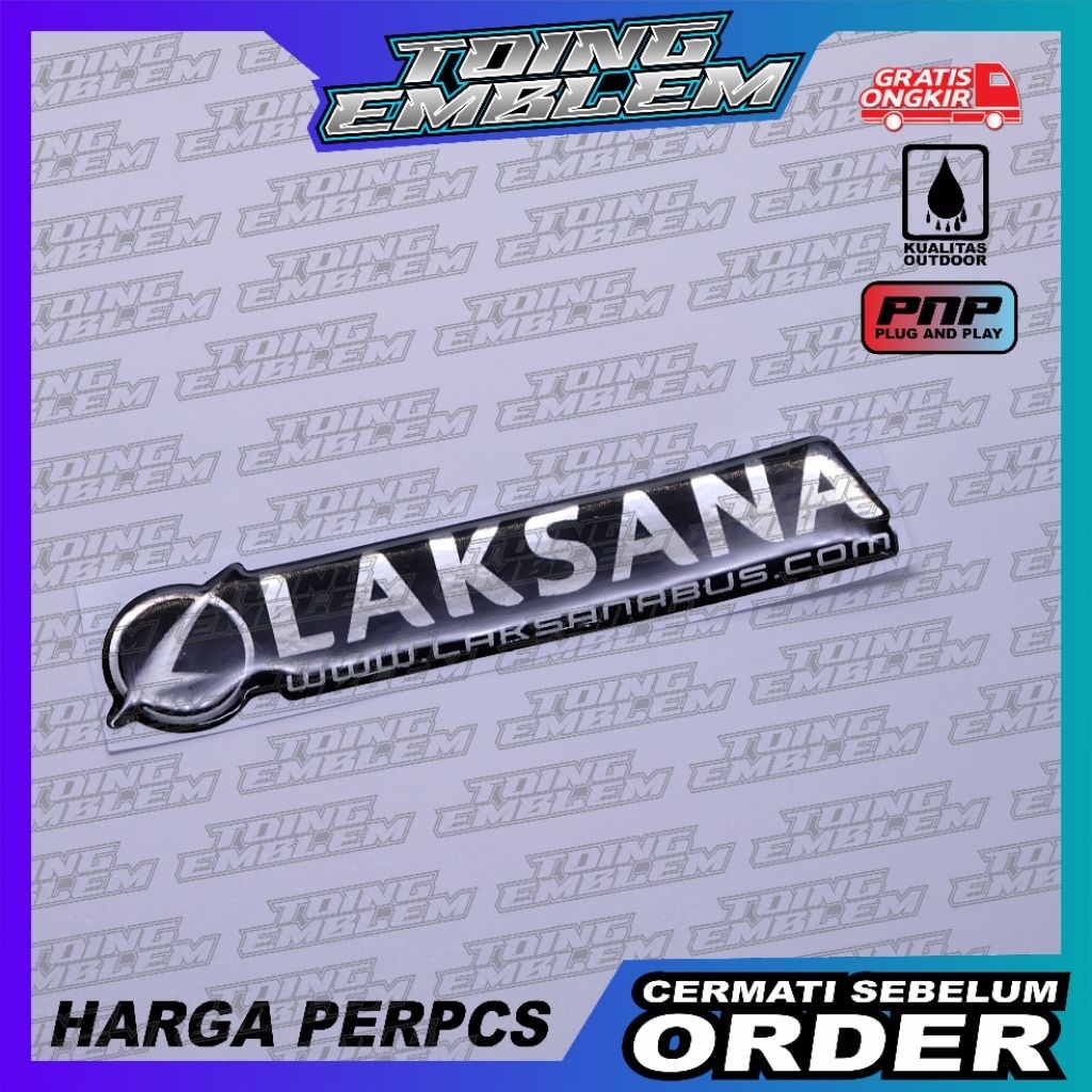 Emblem logo laksana / emblem timbul laksana / sticker laksana / stiker logo laksana / emblem 3d laks