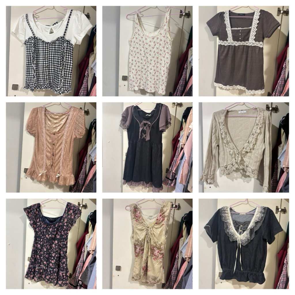 ( READY ) all about axes femme liz lisa cds basic coquette milkmaid floral pink black white gothic b