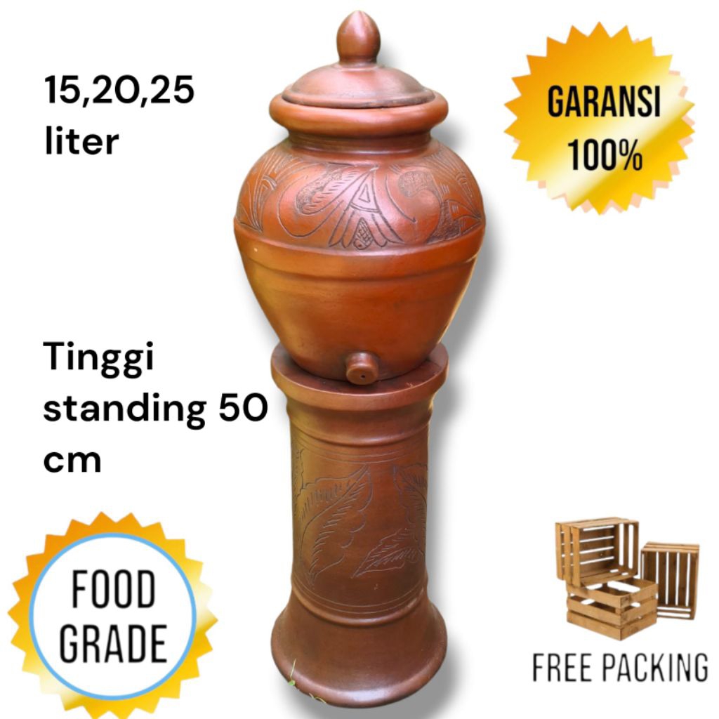 Padasan Wudhu Gentong Pancuran Air Free Packing Kayu