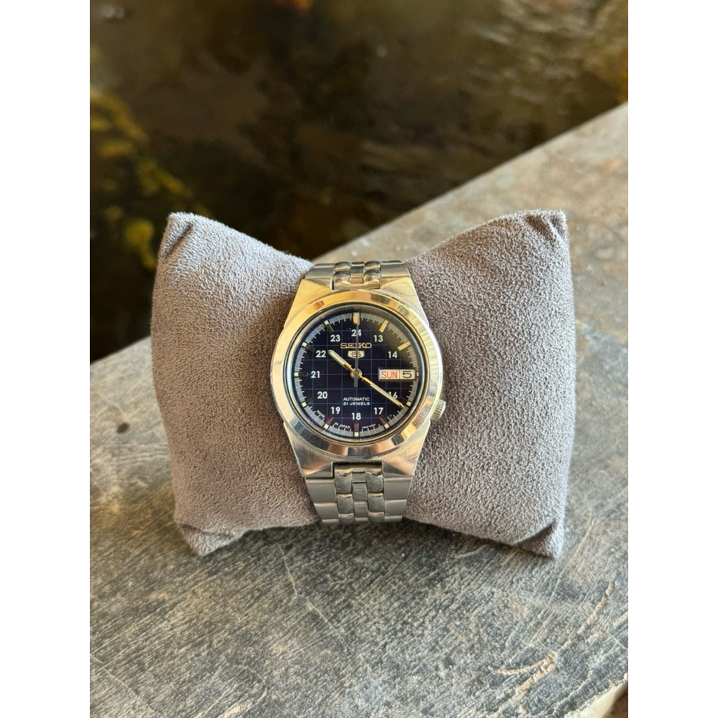 Seiko 5 Military Grid Blue Dial 7s26 Jam Tangan Pria Bekas Original