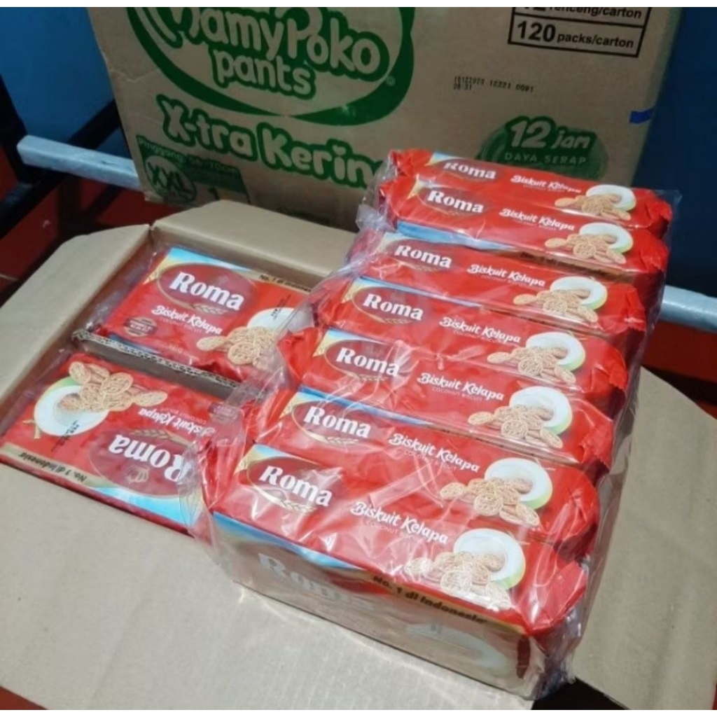 biskuit Roma kelapa || 1 dus isi 4 pack ,per pack isi 7 bungkus