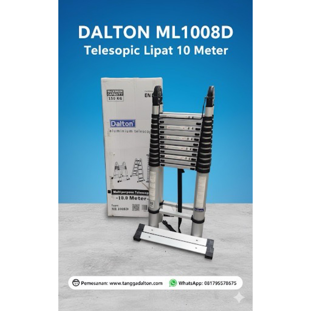 Tangga Lipat Alumunium Teleskopik Dalton 10 Meter | Tangga Lipat Alumunium Telescopic Dalton ML1008D