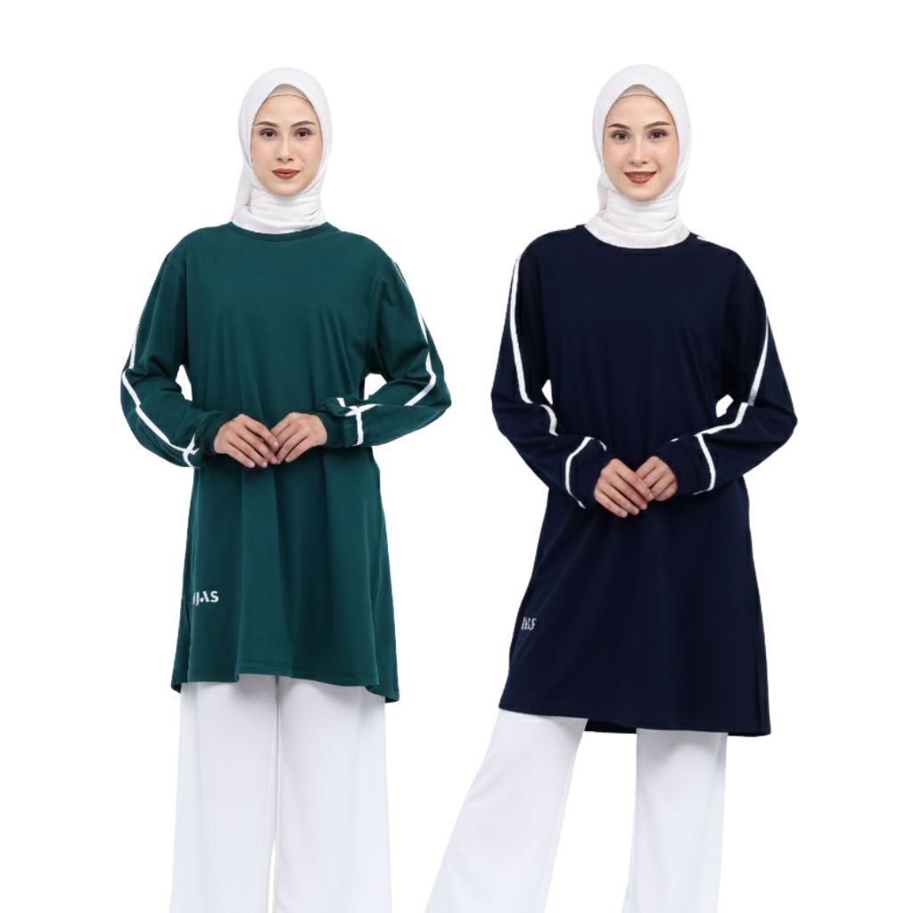 DAEHOUN Baju Tunik Olahraga Wanita Muslim Bahan Adem Kaos Tunik Olahraga Wanita Lengan Panjang Kaos 