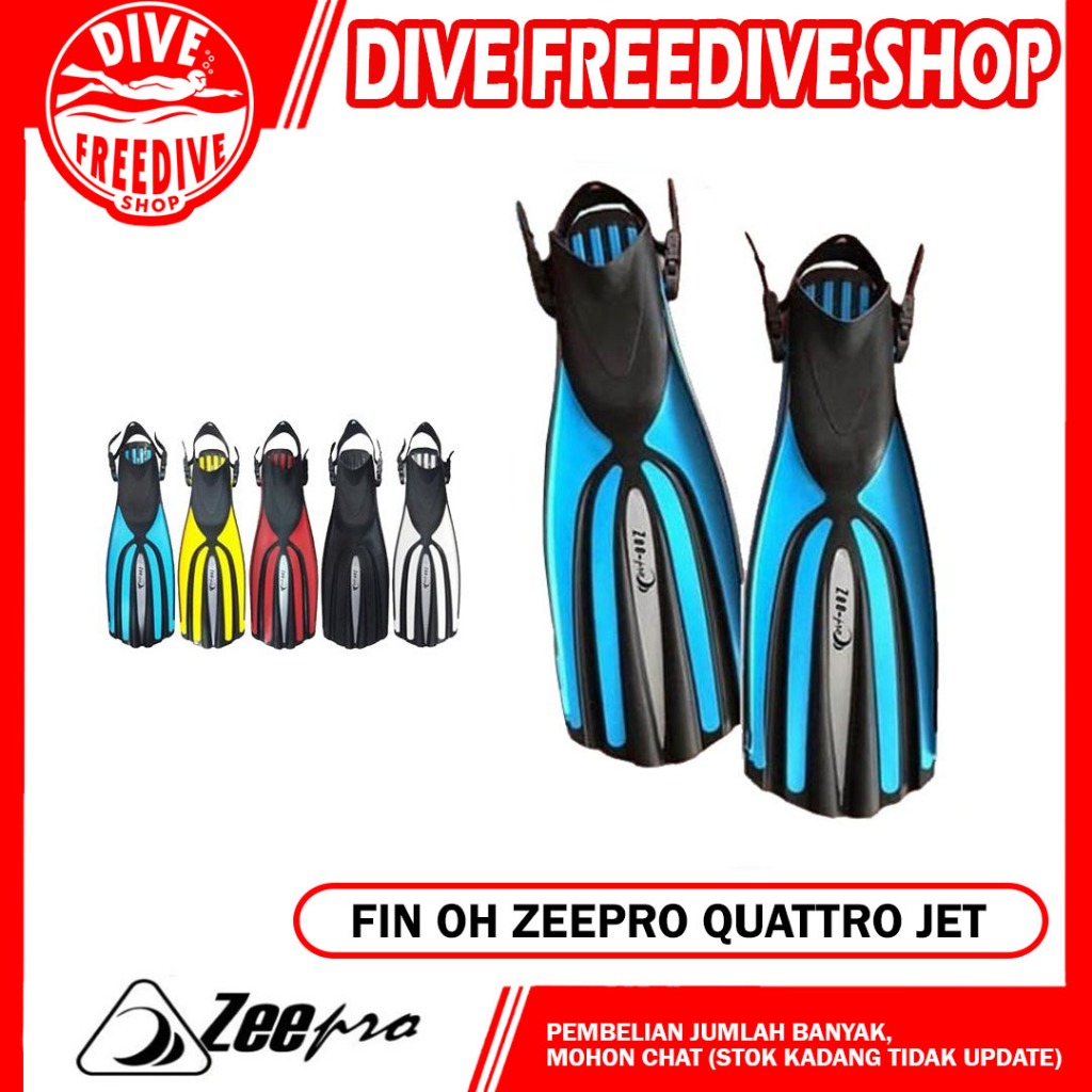Fin Zeepro Quattro Jet Fins Open Heel Scuba Diving Kaki Katak Snorkeling Selam Sepatu Bebek Bi-fins
