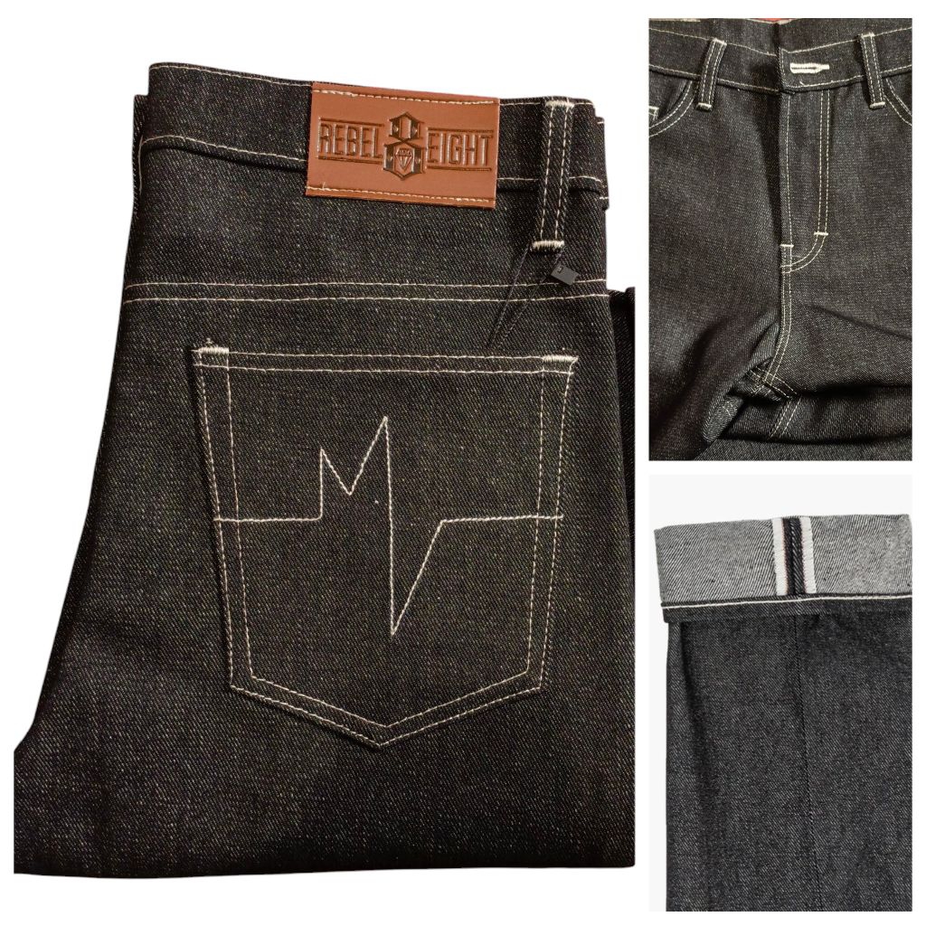 Celana Raw Denim Selvedge Accent 130z Denim Unsanforize Celana Denim Kaku Bisa Fading