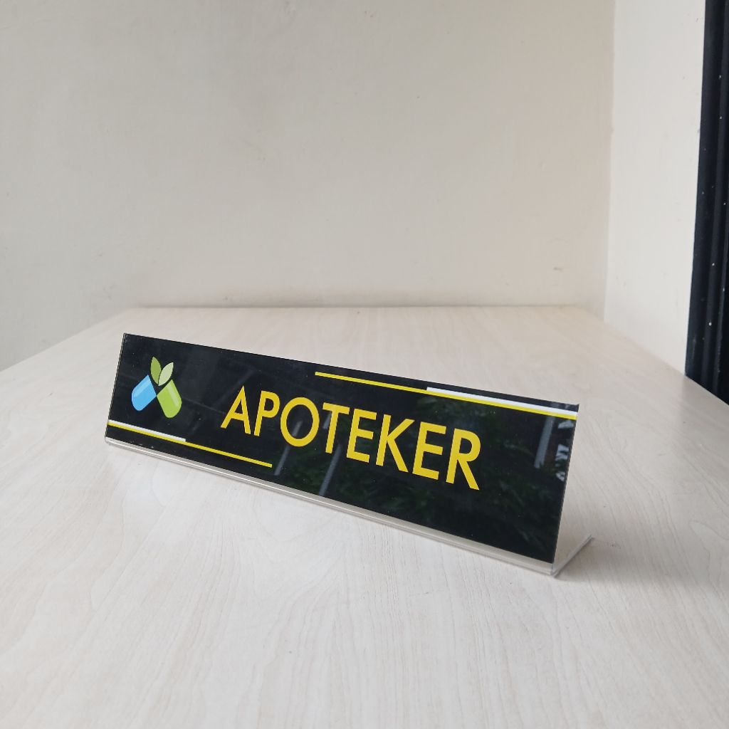 Akrilik Lipat Meja Apoteker - Akrilik Nama Meja Apoteker - Akrilik Lipat Apotek Ekonomis